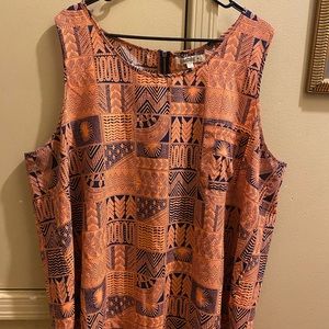 Dressy Aztec Printed Blue and Orangey Peach Tank